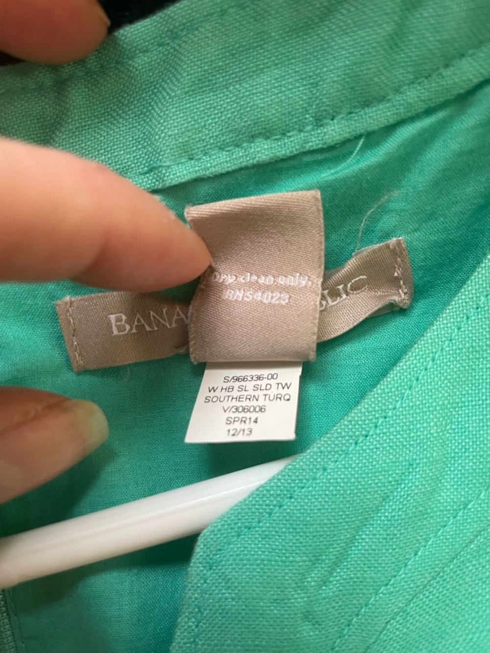 Banana Republic Teal / Green Linen Dress (Size 8) - Picture 4 of 5